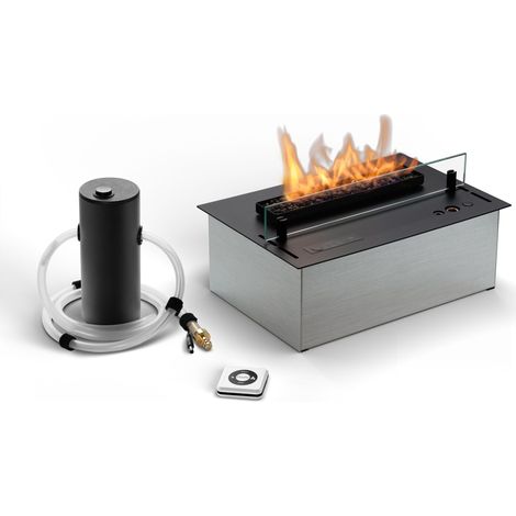 Planika – Senso Burner, quemador de bioetanol con panel de vidrio, autonomía de hasta 4,5 horas, capacidad de 1,3 L, alimentación 230V, solo para uso interior, fabricado en acero galvanizado, combusti