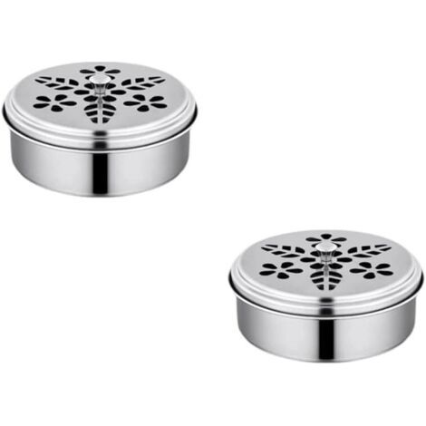 royaluxe-Lot de 2 supports ronds mobiles en acier inoxydable pour bobines de moustiques, en bois de santal, pour la maison et le jardin (1/4)