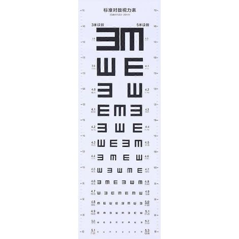 Tableau d'acuité visuelle en plastique épais pour examens de la vue à domicile et à l'école (blanc)-White (1/3)