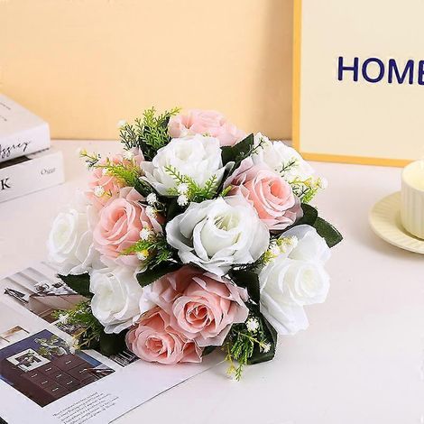 Compositions florales, bouquets, décoration de mariage, boules de roses, boules de fleurs en soie, fleurs artificiellesbeige, rose (1/5)
