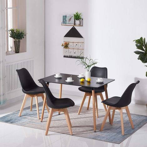 Essgruppe rechteckiger Tisch 110 cm mit 4 Stühlen, skandinavisch, modern (1/5)