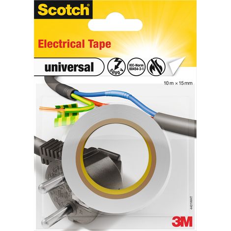 Lot de 2 rubans électrique Scotch®, Blanc, 10 m x 15 mm, 1 Rouleau/Paquet (2 rouleaux au total) (1/2)