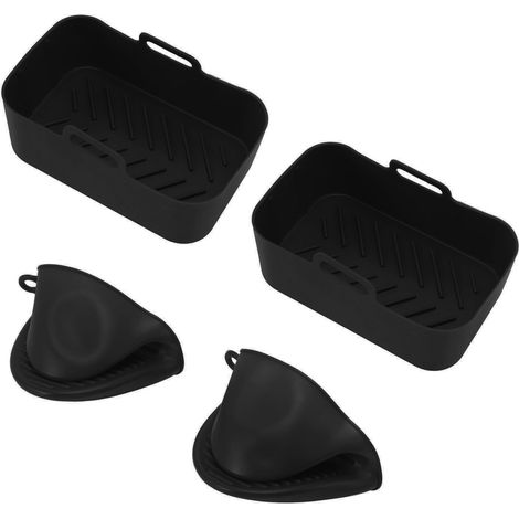Lot de 2 paniers rectangulaires en silicone pour friteuse Ninja DZ201 Foodi 8QT (noir) (1/5)