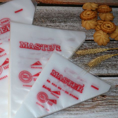 paquet de poches à douille jetables en polyéthylène de qualité alimentaire, pour la décoration de gâteaux, biscuits, cupcakes et autres gourmandises. (1/5)
