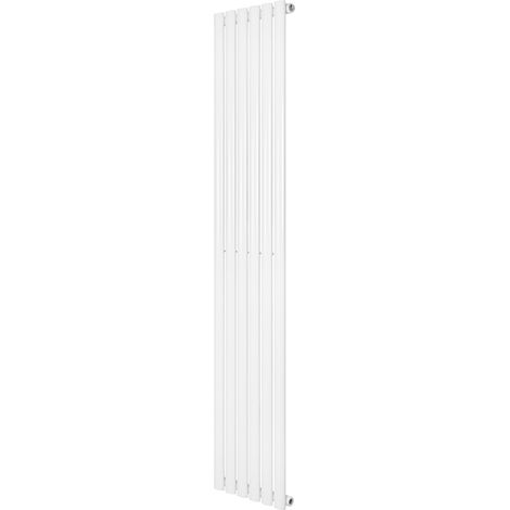 Radiateur à Colonnes Ovales 1 Panneau 1800 x 360 mm en Acier Carbone Blanc Chauffage Centrale Moderne Horizontale Monté Sur Mur Cuisine [Brosse de Nettoyage & Supports INCLUSES]