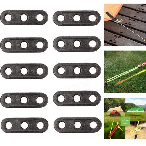 10Pcs 3 Hole Rope Tensioners Outdoor Camping Rope Tensioners Tent Rope Clips Camping Accessory Black One Size (1/5)