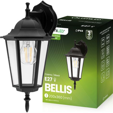 Gartenwandleuchte E27 Außenfassadenleuchte Schwarz Bellis Lumiled (1/5)