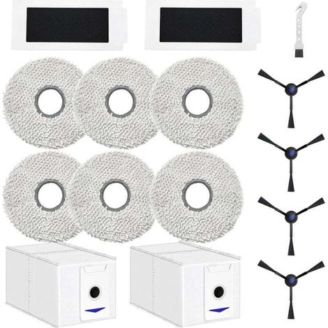 Accessoires pour ECOVACS DEEBOT T30 Pro Omni / T30 Omni Robot aspirateur pièce de Rechange, 6 Chiffon + 2 Sac à poussière + 4 brosses latérales + 2 filtres (1/4)