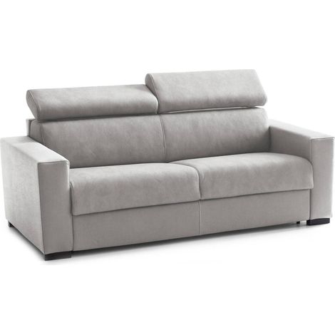 Dmora - Schlafsofa Daara, 3-Sitzer-Sofa, 100% Made in Italy, Wohnzimmersofa mit drehbarer Öffnung, mit verstellbaren Kopfstützen und schlanken Armlehnen, Cm 200x95h85, Grau