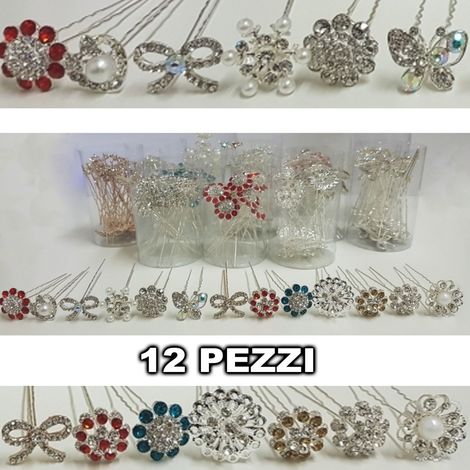 TRADE SHOP - Ferretti Forcine Glitter Strass Chignon Capelli Accessori Acconciatura Sposa - (1/2)