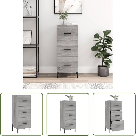 The Living Store Sideboard Grau Sonoma 34,5x34x90 cm Holzwerkstoff - Schreibtisch - Wohnzimmermöbel - Sideboard - Grau Sideboard - Modernes Sideboard (1/5)