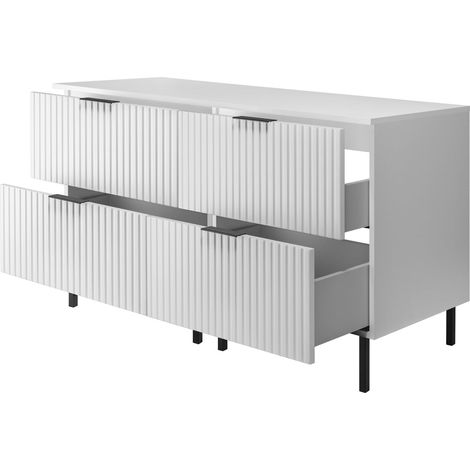 Mobile lavabo, Bianco + maniglia nera, 120 (2 x 60 cm) x 77 x 46 cm + Piano, piedi neri (1/5)