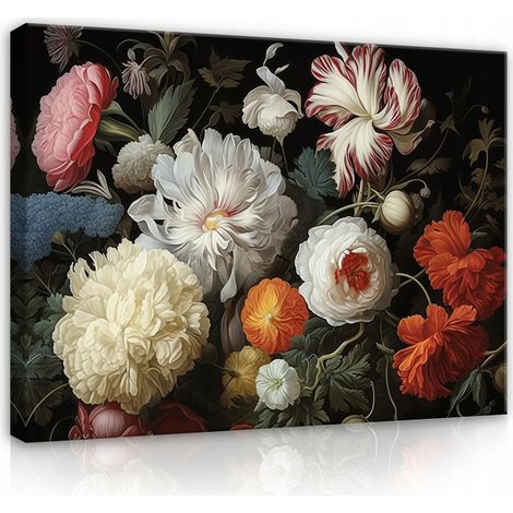 Peinture Murale sur toile fleurs pivoines pour chambre salon moderne 40x30 (1/3)