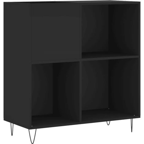 Mobile portadischi classico e pratico 84,5 x 38 x 89 cm design industriale legno nero 020049168