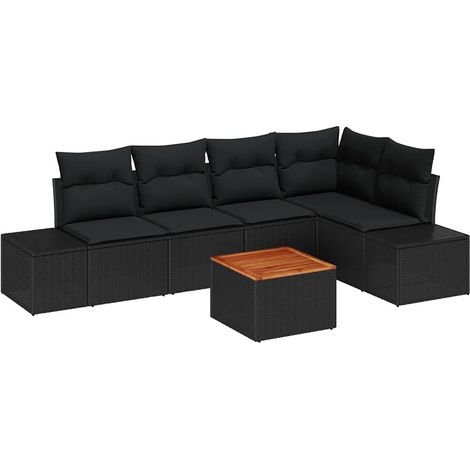 Maison Exclusive - Gartensofa-set mit Kissen 6 pcs Schwarz Poly-R