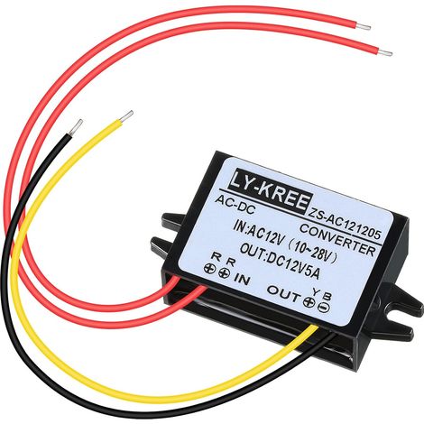 AC-DC Convertisseur d'Alimentation AC 12V (10-28V) à DC 12V Convertisseur de Tension Réduite, Module Convertisseur Buck Étanche pour Écran de Voiture Caméra de Surveillance Moteur, 5A (1/5)