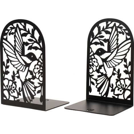 Stabile Buchstützen aus Metall – Dekorative Buchhalter für Büro und Bibliothek (Modell „Schwarzer Kolibri“)