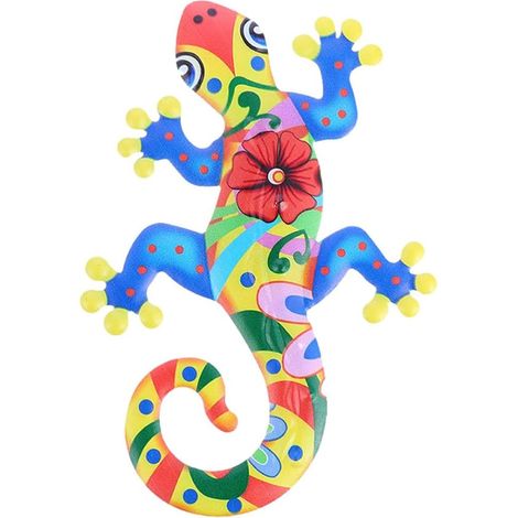 JEWEDECO Décoration Murale Accessoire Artistique Original et Élégant Ornement Suspendu Créatif Gecko en Métal Bleu pour Salon Maison (1/5)