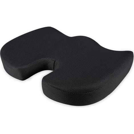 Coussin Orthopédique Coccyx - Mousse Viscoélastique Optimisée - Pour Chaise Bureau Fauteuil Roulant Avion - 45 x 35 cm - Noir (1/5)