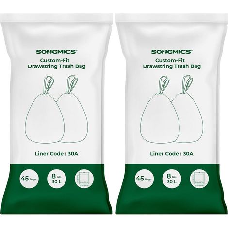 Lot de 90 sacs poubelles résistants étanches 52 x 74 cm pour cuisine 30L en plastique blanc (1/2)