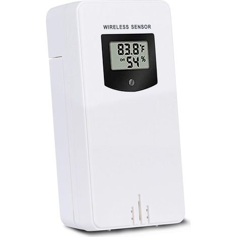 Station météo extérieure sans fil Blanc avec capteur de température et d'humidité, émetteur de station météo 3 canaux pour station météo et réveil à projection, Blanc (1/2)
