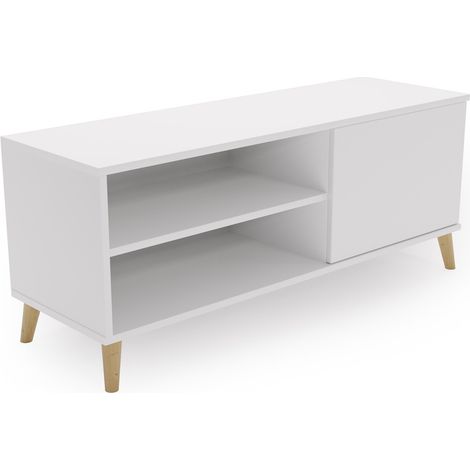 Mobile TV VIVA 110 cm bianco con gambe in legno (1/5)