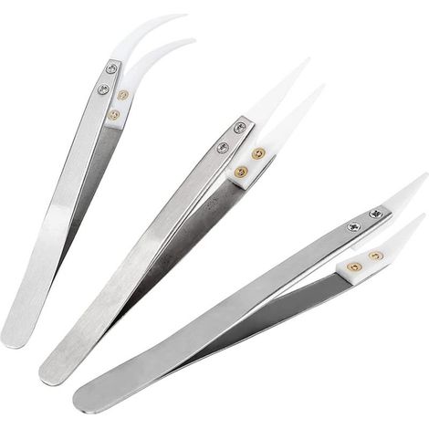 Kit de pinzas antiestáticas de 3 piezas, pinzas de cerámica de precisión profesional, pinzas de acero inoxidable para trabajo de laboratorio, reparación de electrónica, fabricación de joyas. (1/5)