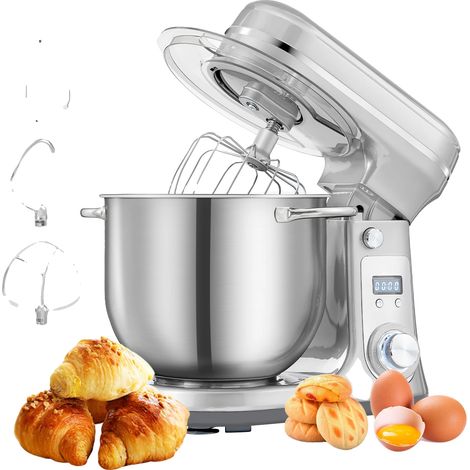 Robot da cucina, 6 velocità, ciotola in acciaio inox, 6 litri, argento, BM-601, UE (1/2)