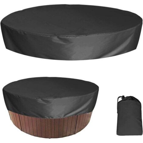 Pair Runde, wasserdichte Whirlpoolabdeckung, Badewannenabdeckung für den Außenbereich, wasserdichter Whirlpoolschutz, wind- und UV-beständige Badewannenabdeckung für Schwimmbäder, Schwarz, 200 × 30 cm