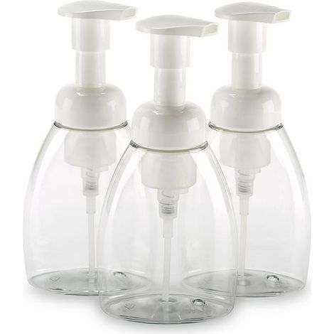 Distributeur de savon mousse 3 pièces, 250 ml (8,5 oz) chacun, rechargeable sans BPA, écologique et réutilisable