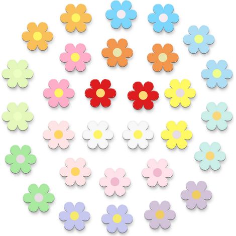 Lot de 30 aimants de réfrigérateur décoratifs en forme de fleur pour casier, tableau blanc, armoire, salle de classe, bureau, cabine, école (1/5)
