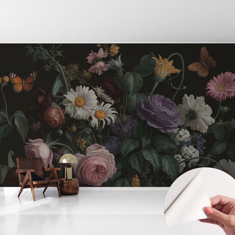 Papier peint autocollant adhésif installation rapide du papier peint durable et résistante Élégance florale 416x254 cm (1/5)