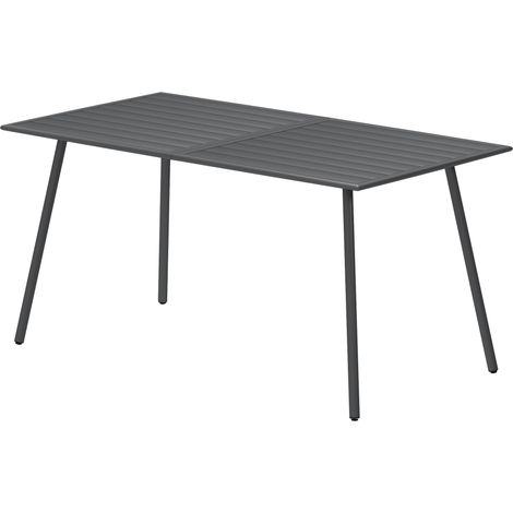 Gartentisch für 6 Personen, Lattenrost für Terrasse oder Balkon, 150 x 80 x 74 cm, grau