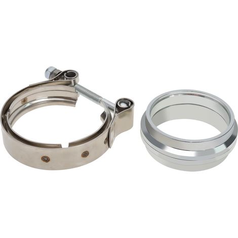 1Set Colliers de Serrage Spéciaux en V pour Tuyau d'Échappement Auto 2,5 Pouces avec Collier INOX et Bride Mâle/Femelle (1/5)