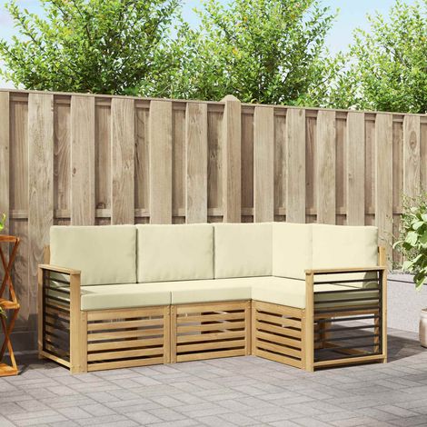 vidaXL Sofagarnituren mit Kissen 4 pcs Weiß und Creme Polyester (1/5)