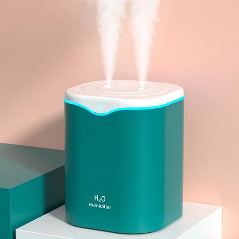 MIMOSON-2000ML USB Air Humidifier Double Spray Port Essential Oil Aromatherapy Diffuser Cool Mist Maker Fogger for Home Office(Green) (1/5)