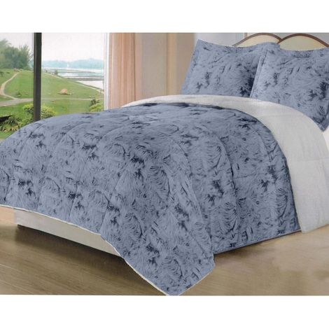 Edredón Invierno Nórdico de Franela con Forro Polar de Sherpa 180x260 cm + 1 Funda de Almohada  Edredones Borreguillo Extra Suave para Cama, Cálido y Gruesa (Greco Gris) (1/5)