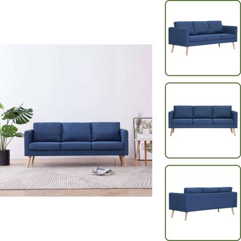 Divano da ufficio - vidaXL Divano a 3 Posti in Tessuto Blu - Cuscini per divano
