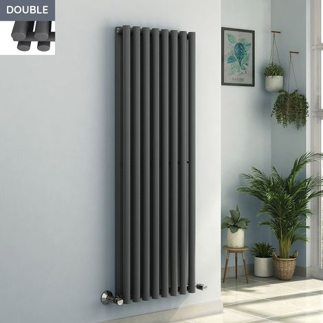 1600 x 545mm Anthracite Double Round Tube Vertical Home Radiator (1/5)