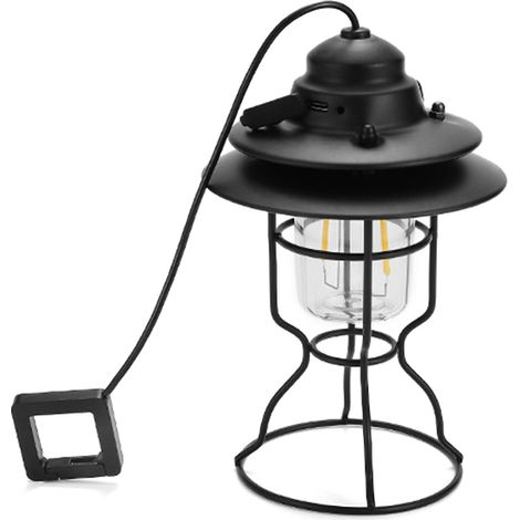 Lampe LED Camping Rechargeable Étanche IP44 Ambiance Chaude Mode Double USB 12h Autonomie Crochet Large pour Tente Jardin (1/4)