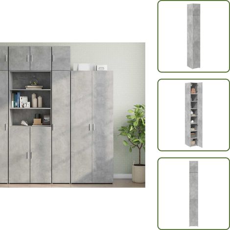 Holzwerkstoff - vidaXL Hochschrank Schmal Betongrau 30x42,5x225 cm Holzwerkstoff - Betonfarbe