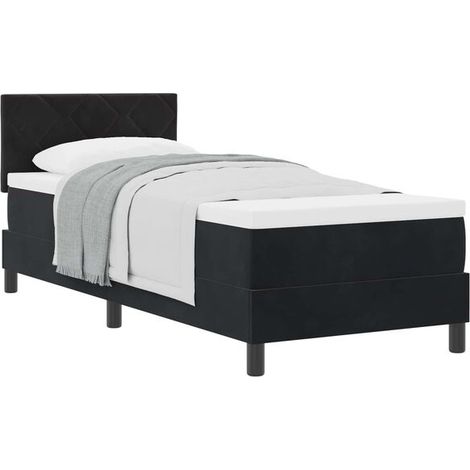 Matelas à ressorts noir, avec matelas, 80 x 200 cm, tissu velours. (1/5)