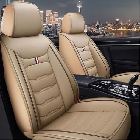 Housses de siège de voiture - JOYFAN - Universelles - Cuir synthétique - Beige - Installation facile (1/4)