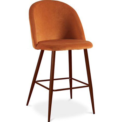 Samtgepolsterter Hocker - Skandinavisches Design - 66cm - Evelyne Arancione rossastro