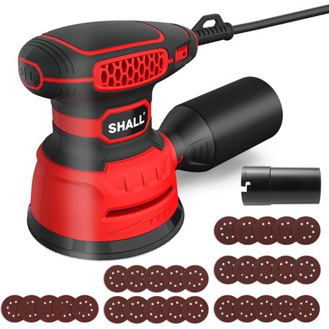 350W Ponceuses excentrique,avec 30 feuilles abrasives, outil à main de 125 mm, fonction d'aspiration des poussières, convient au ponçage, au polissage et au travail du bois. (1/5)