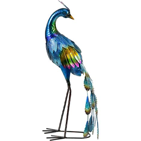 Paon de jardin, sculpture résistante aux intempéries pour balcon ou terrasse, 59 cm, ornement décoratif d'extérieur