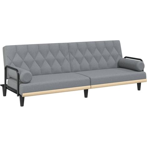 Canapé-lit avec accoudoirs tissu gris clair (1/5)