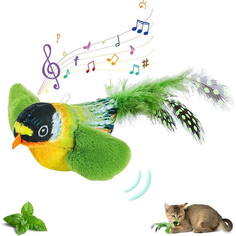 Jouet pour chat Chase Flappy Cat, Jouet pour chat Flappy Chase Bird, Jouet interactif pour chat Flapping Chase, Jouet pour chat chirpant d'oiseau, Simulateur sonore interactif de moineau pour chats (1/4)