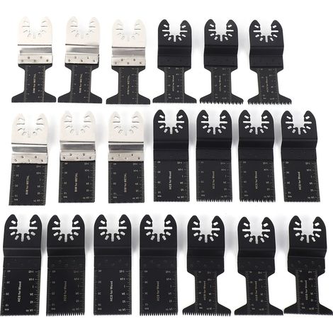 Lot de 20 lames de scie oscillantes à dégagement rapide, universelles et performantes, pour outils multifonctions (bois, métal, plastique). (1/5)