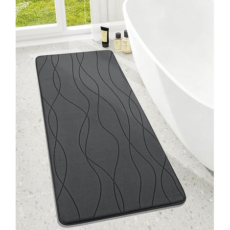 Tapis de Bain antidérapant 60x150 cm Gris foncé Salle de Bain (1/4)